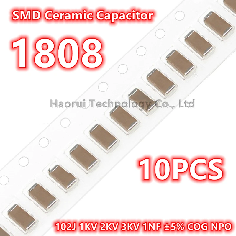 (10 pz) originale 1808 102J 1KV 2KV 3KV 1NF ± 5% COG NPO SMD condensatore ceramico IC