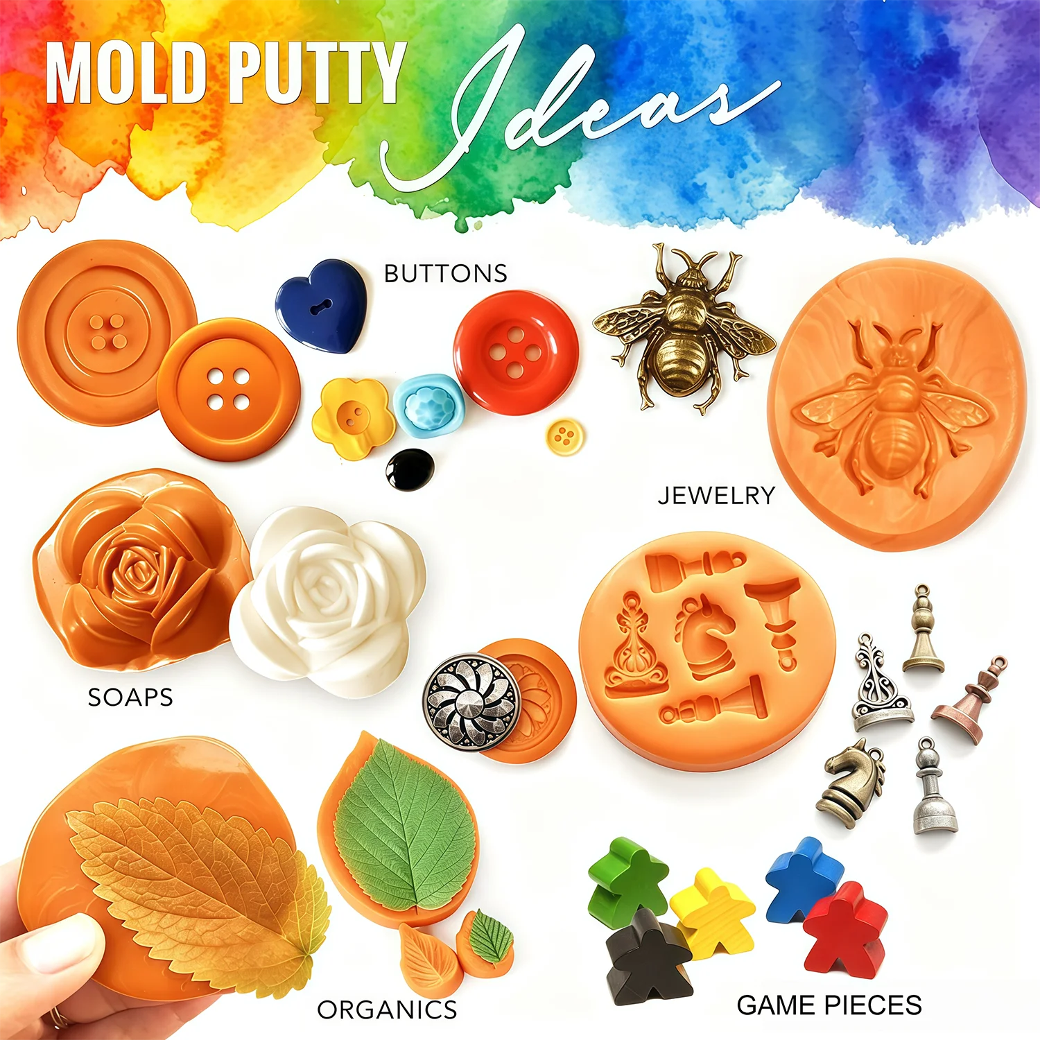 Easy-Mix Silicone Putty Kit for DIY Resin Molds. Non-Toxic, Strong & Flexible, Reusable for Crafts. 1:1 Mix Ratio, Zero Shrinkag view 6