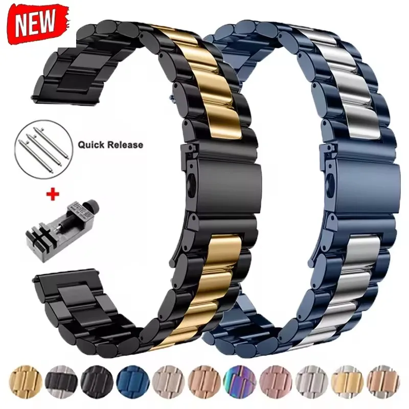 22mm 20mm Metal Band for Samsung Galaxy Watch 7 6 5 4 40mm 44mm 46mm 5Pro 45mm Stainless Steel Strap for Amazfit Bip Huawei GT4.