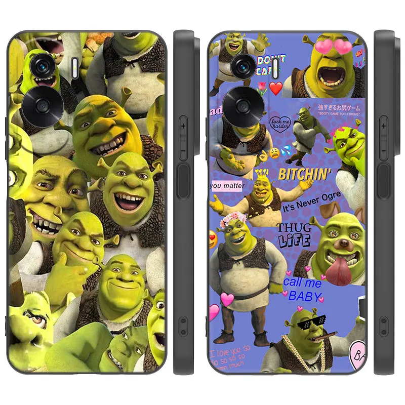 Cartoon Movie S-Shrek Cartoon Cover Black Bumper Case For Huawei P60 Pro Art P50E P40 P30 P20 Pro P10 Lite P Smart Z PSmart 2021