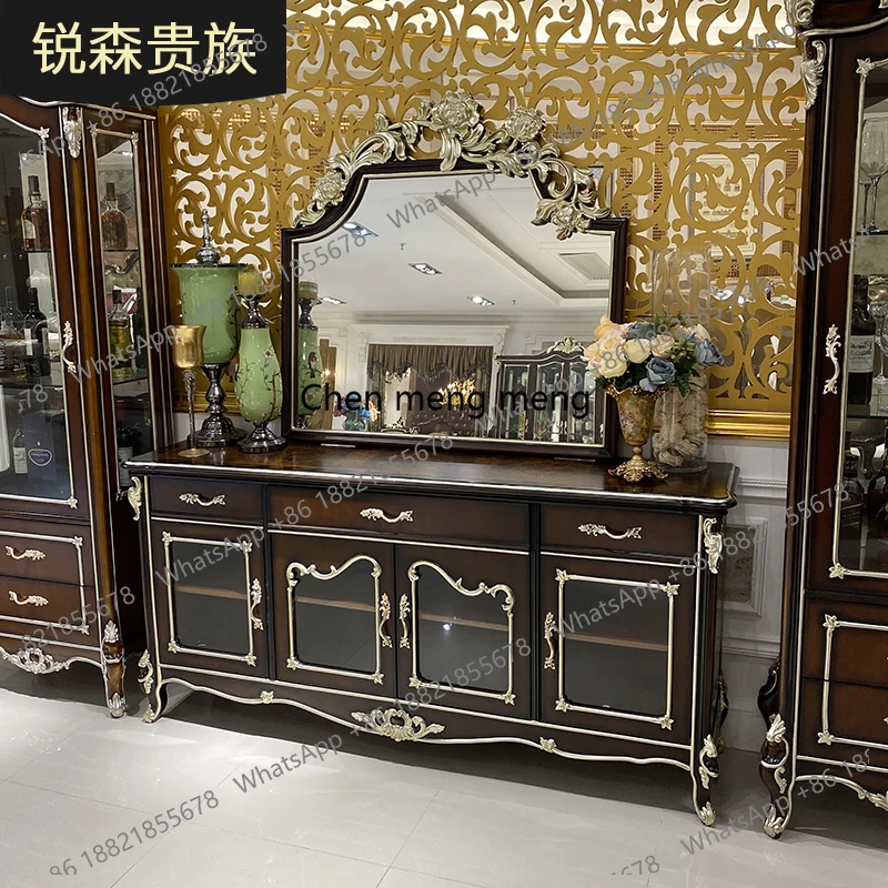 

French solid wood sideboard European style court luxury living room pantry locker storage cabinet