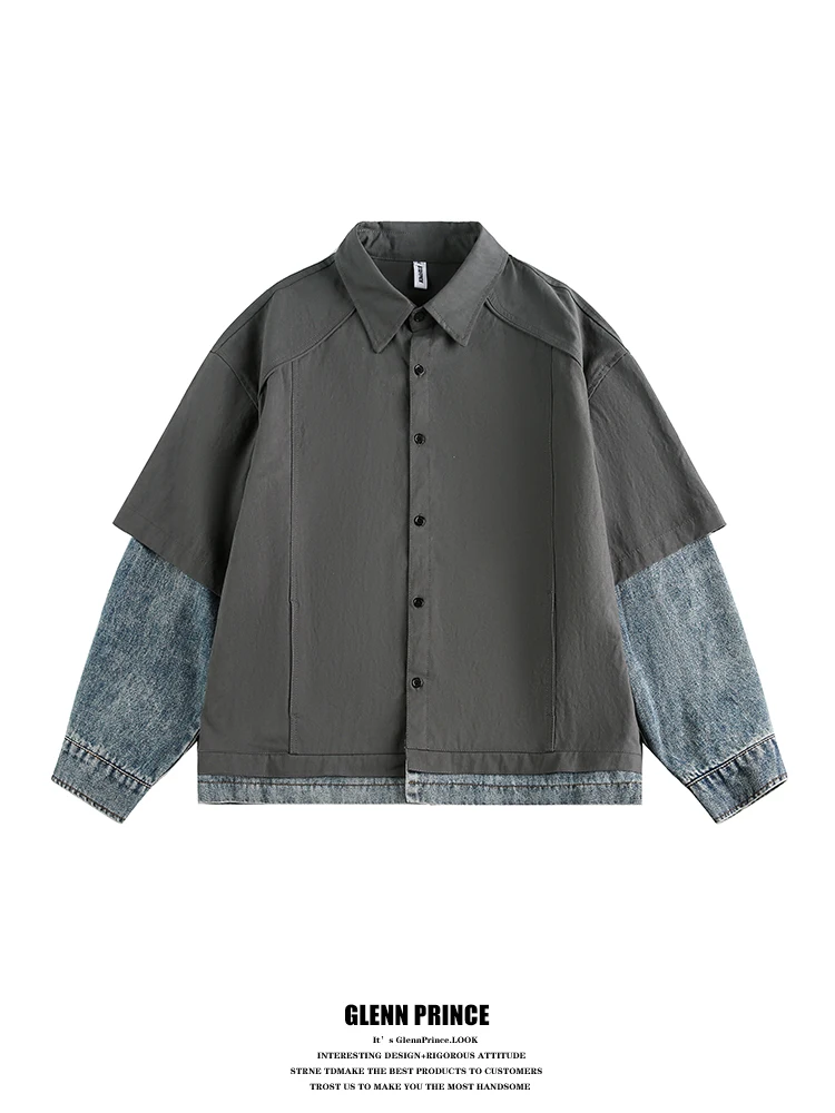 

Мужская джинсовая куртка свободного кроя GPstudio Design, осенняя, повседневная, молодежная, трендовая, для работы и отдыха