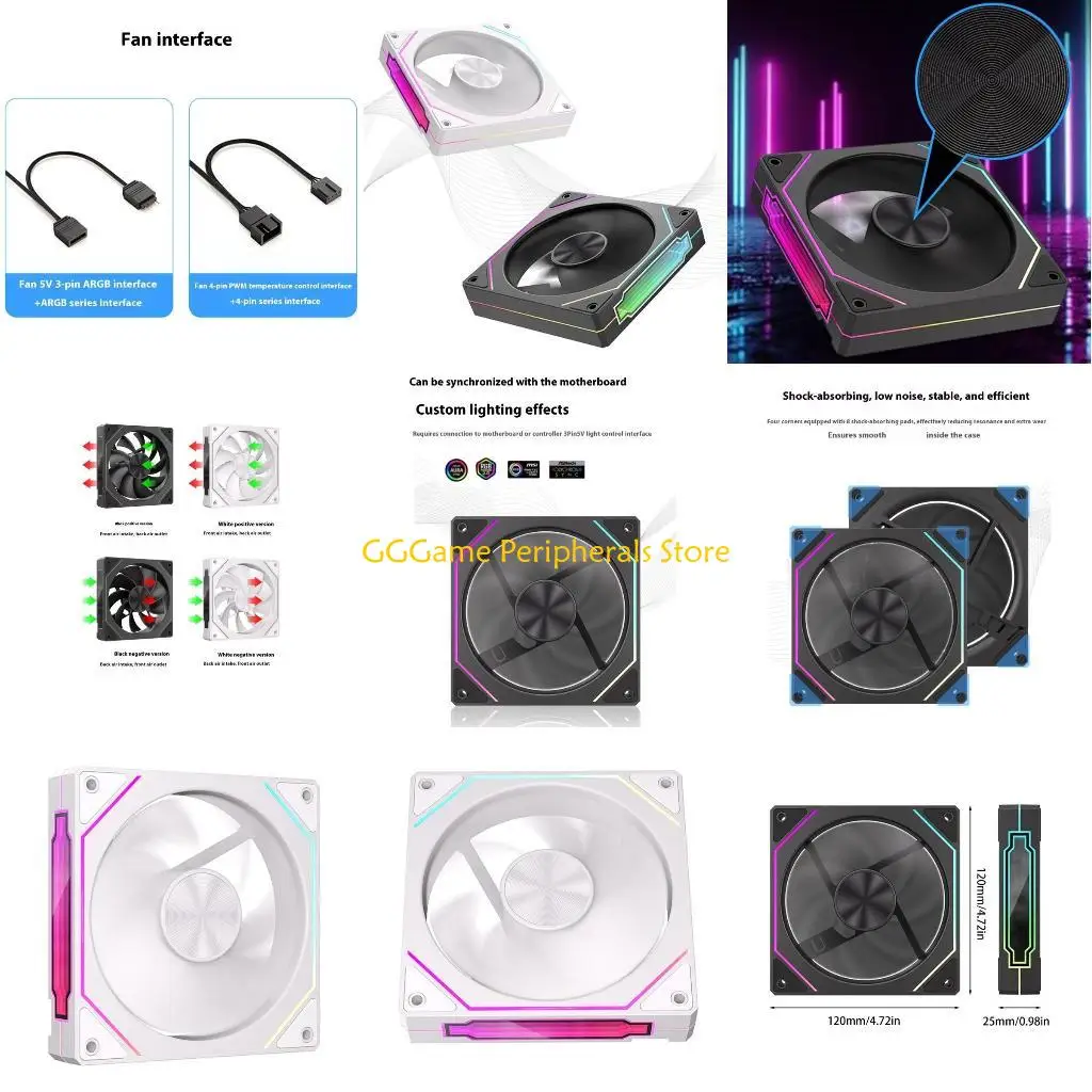 

U55B Computer Fan With Multilayer Mirror Lighting Reflective ARGB Synchronized