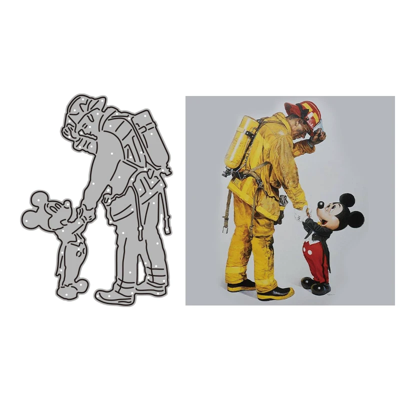 Mickey Mouse With Firefighter Metal Cutting Dies to for DIY Scrapbooking Embossing Paper Card Crafts New 2023 Dies