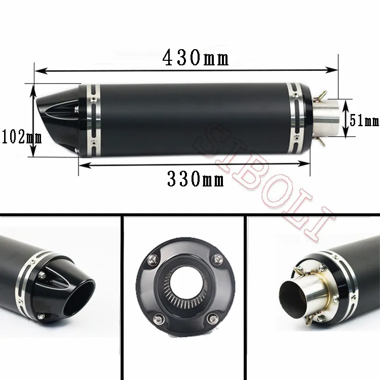 36-51mm New Arrival Motorcycle Exhaust Muffler CNC Pipe GP Scooter Project Laser Pit Bike echappement moto Stainless Steel