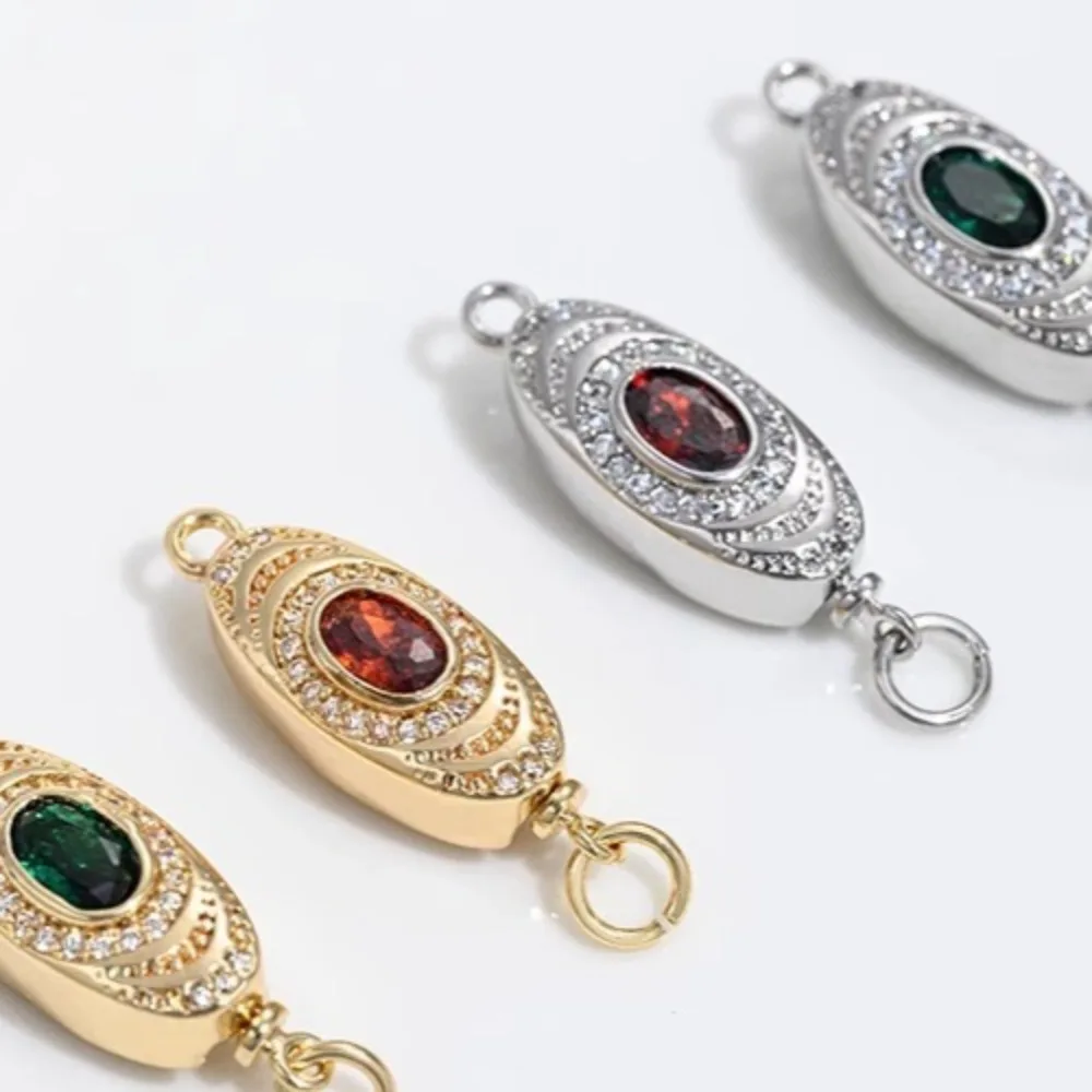 

1 шт. медные застежки 14 К золотого цвета красный зеленый циркон пряжка универсальная жемчужная пряжка DIY ожерелье соединительная пряжка аксессуар