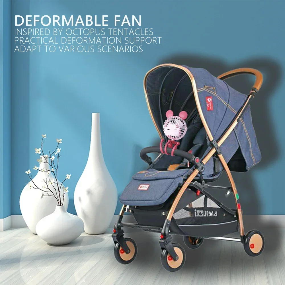 500mAh Stroller Fan Personal Portable Desk Handheld Baby Bed Car Seat Fan USB Rechargeable Fan Mini Stroller Accessories