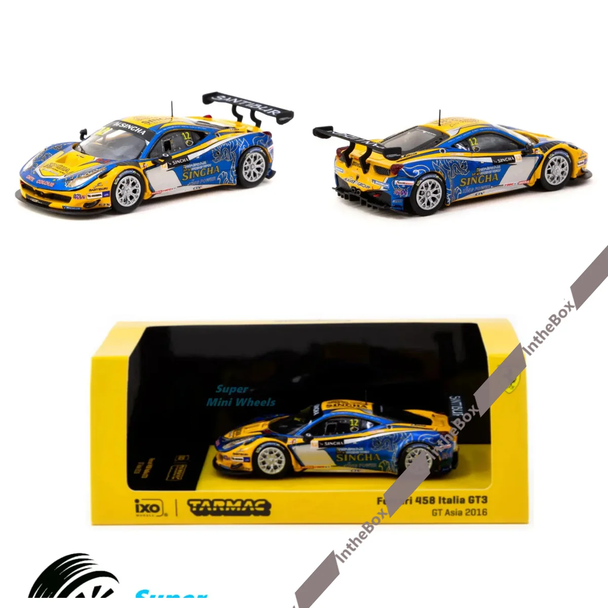 

Tarmac Works 1:64 458 Italia GT3 GT Asia 2016 #12 Model Car Collection Limited Edition Hobby Toys