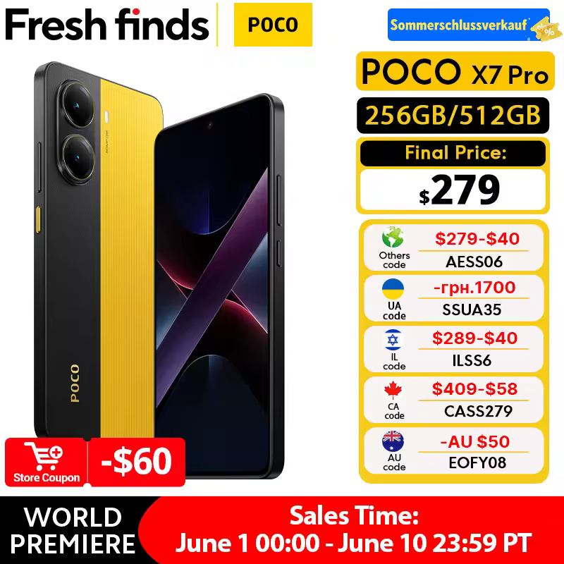 グローバル版 POCO X7 Pro 携帯電話 256GB 512GB Dimensity 8400-Ultra 6.67インチ 120Hzディスプレイ 90W急速充電 6000mAh 5G NFC