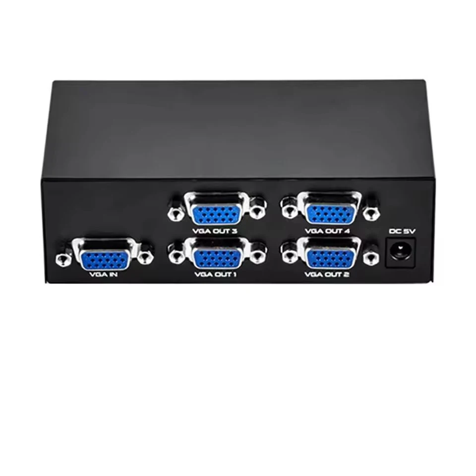 Rozdzielacz VGA 4-portowy 1x4, wzmacniacz sygnału wideo VGA HD 1 do 4 portów, 200MHz, obsługa 1920x1440 z zasilaniem do adaptera VGA — zdjęcie produktu 6
