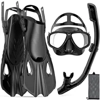 Máscara aletas juego de snorkel 4 en 1 vista panorámica parte superior seca ajustable aletas de buceo cortas bolsa de viaje equipo de buceo natación adultos