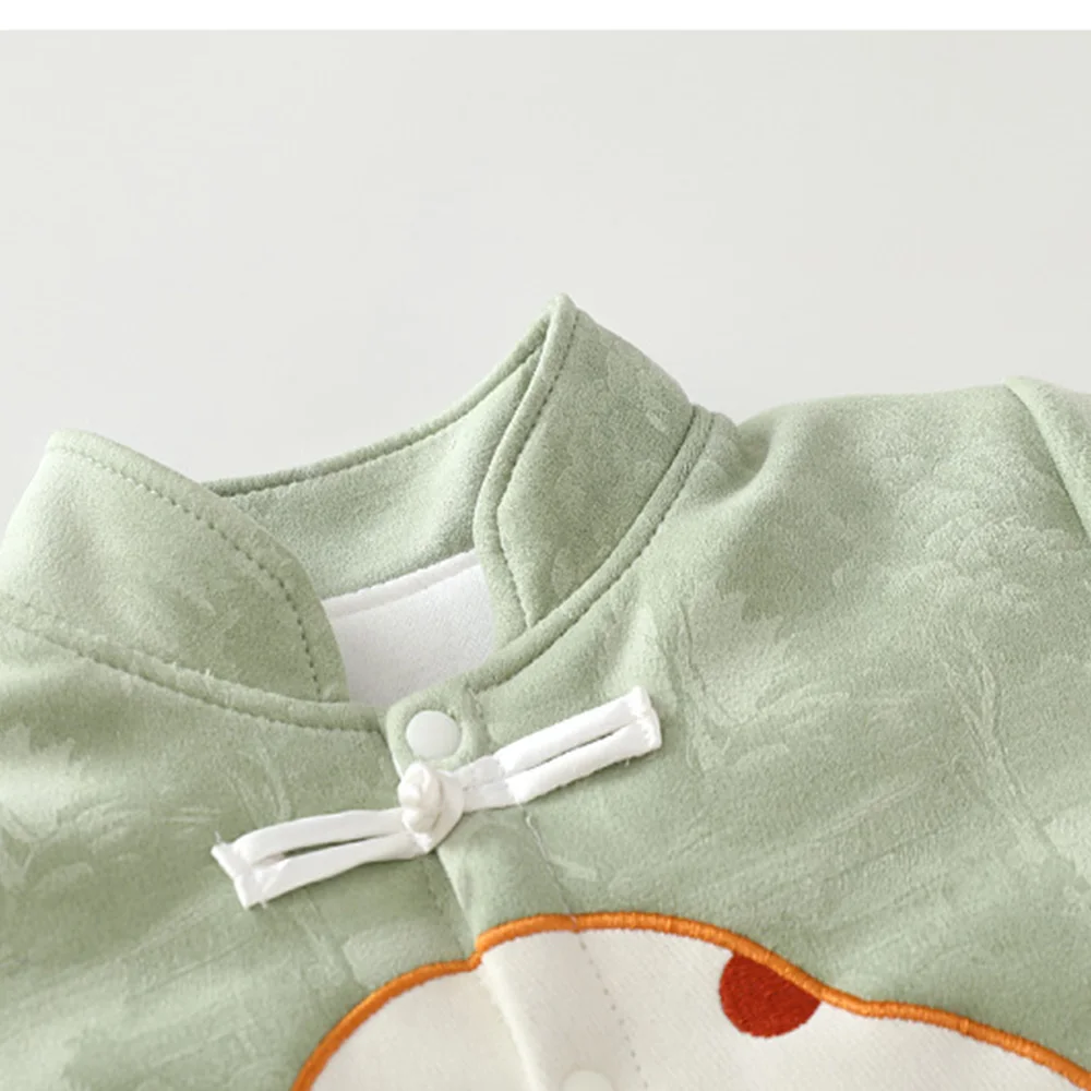 Baby Girl First Birthday Romper Long Sleeve Embroidery Chinese Style Baby Boy Onesie Autumn Winter Warm Newborn Clothes