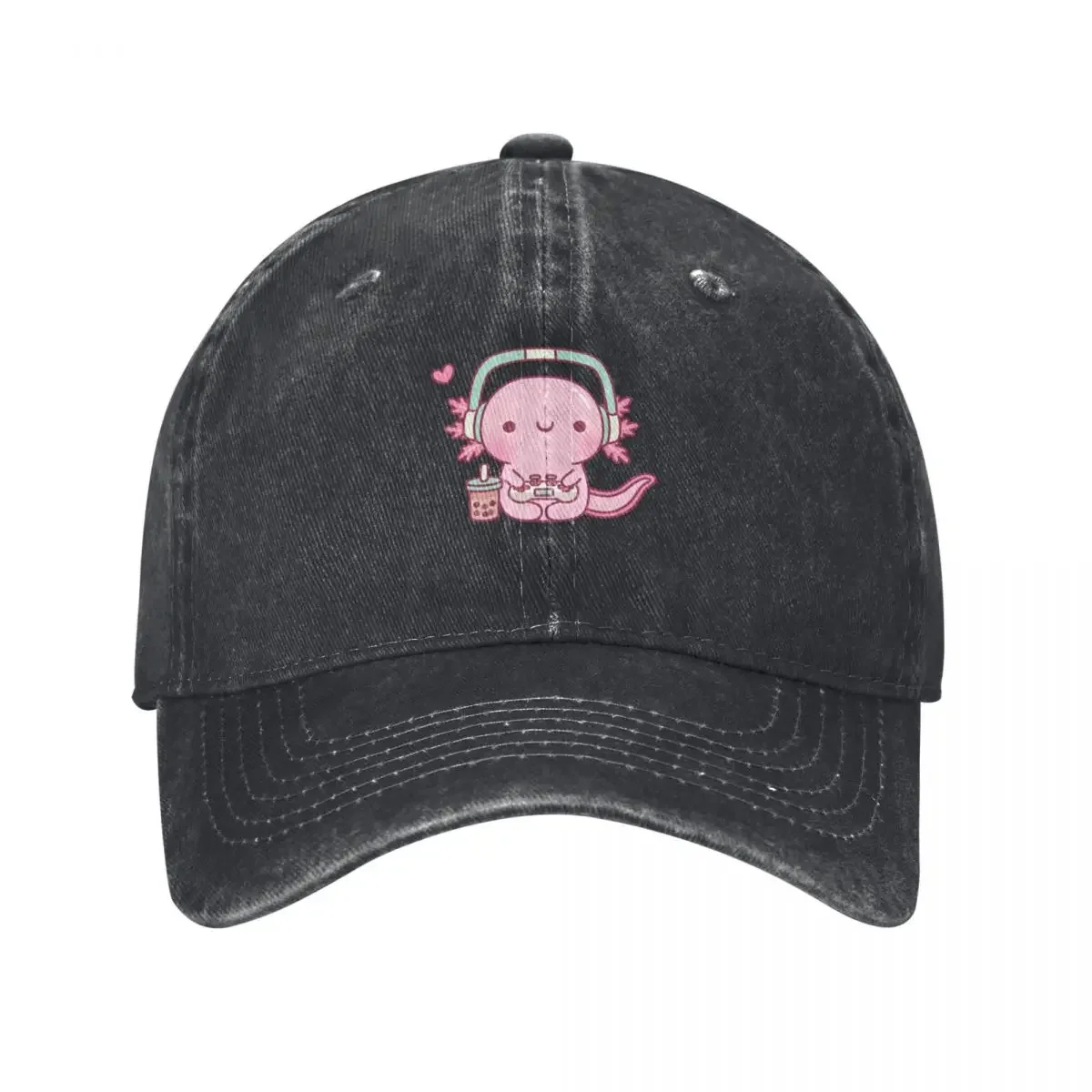 Cute Axolotl Playing Video Games Gamer Funny Baseball Cap tea Hat sun hat Elegant Women's Hats Men's