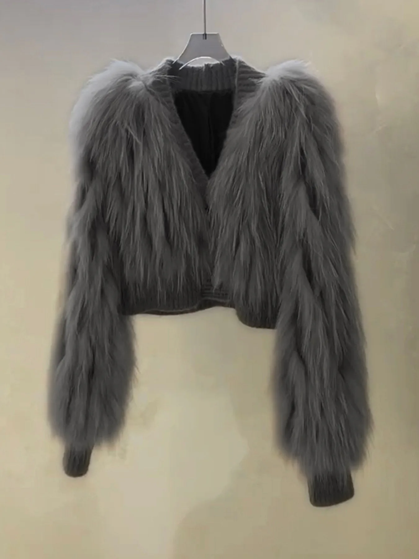 Kurtka ze sztucznego futra damska płaszcze damskie bez podszewki bez talii na scenę dla córki w stylu brytyjskim puszysta mieszanka wełny krótki top rozkloszowany żakard