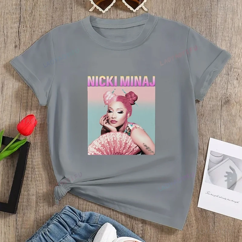 Rapper NICKI MINAJ Classic Poster Printed Women's Shirt, Everyday Casual Streetwear, Spring/summer Cotton 0 Neck T-shirt