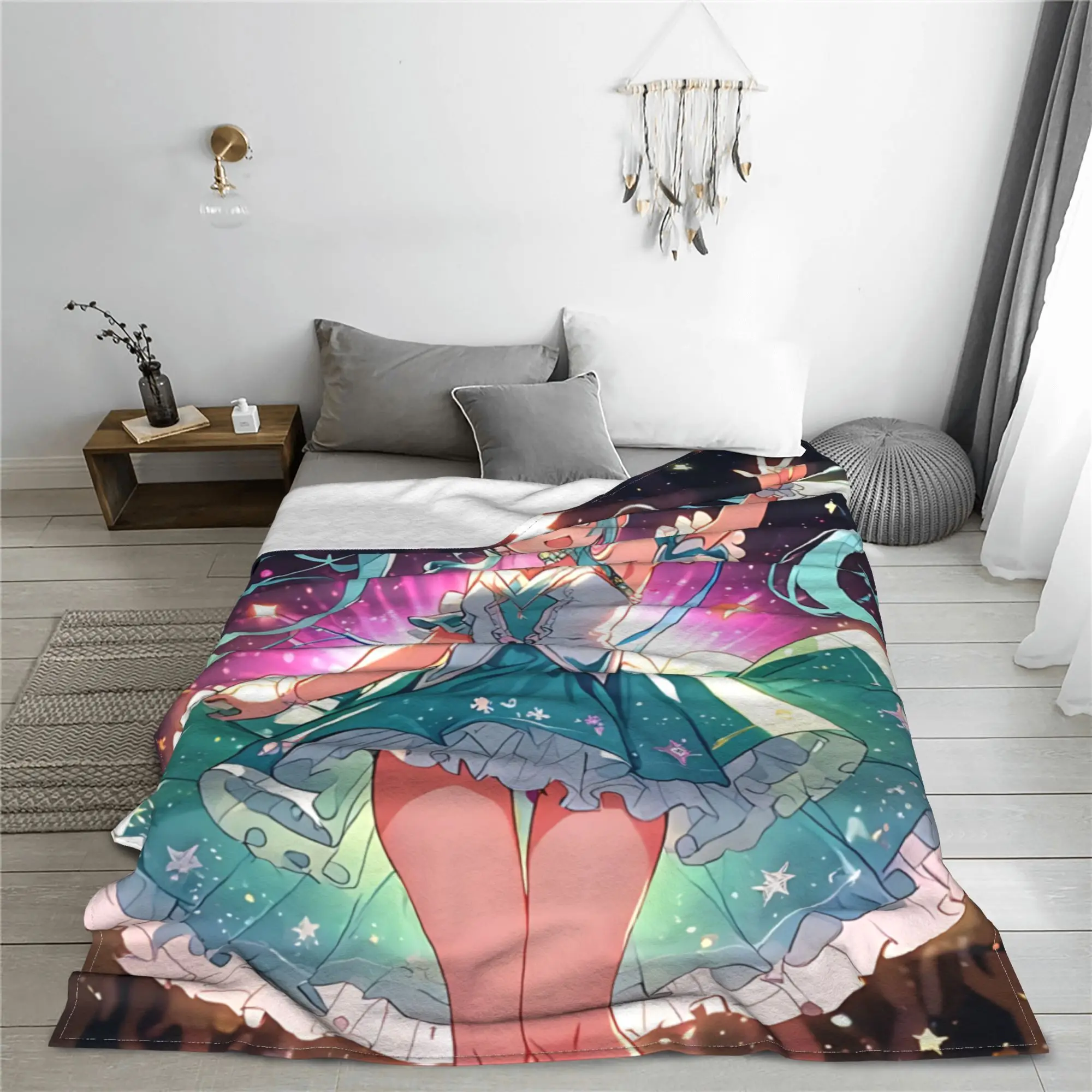1PC Hatsune Mikus  Winter Blankets for Adults Bedding Home Interior Sofa Knee