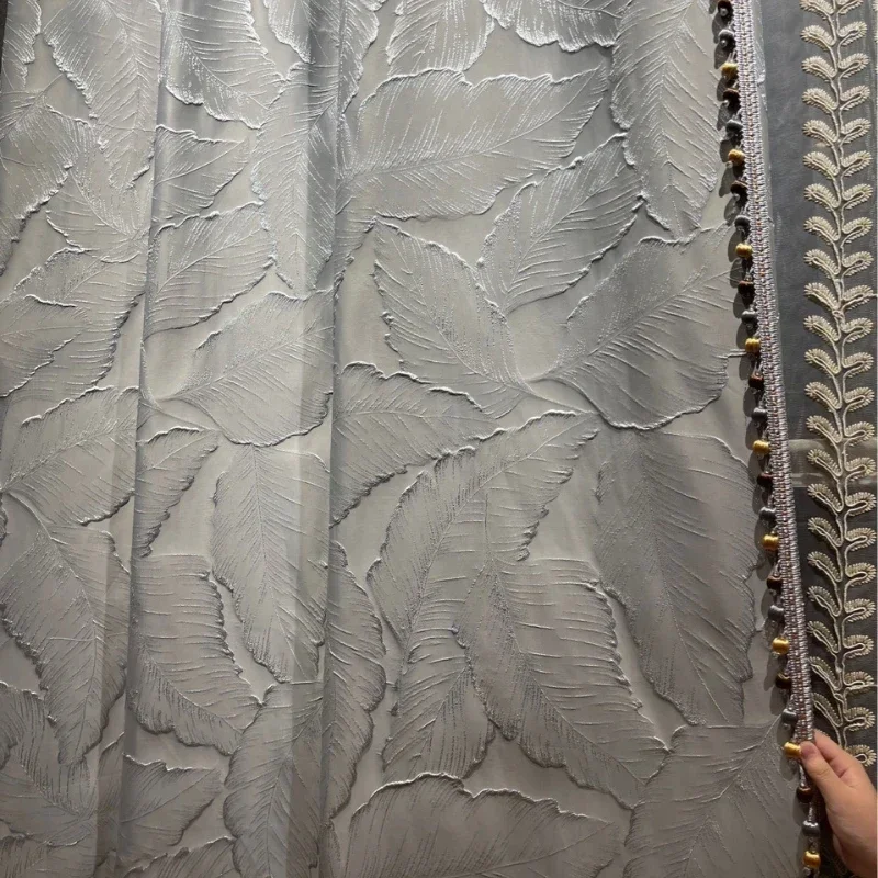 

Newlight Luxury High-grade Embossed Three-dimensional High-grade Leaf Curtains for Living Dining Room Bedroom Blackout Modern