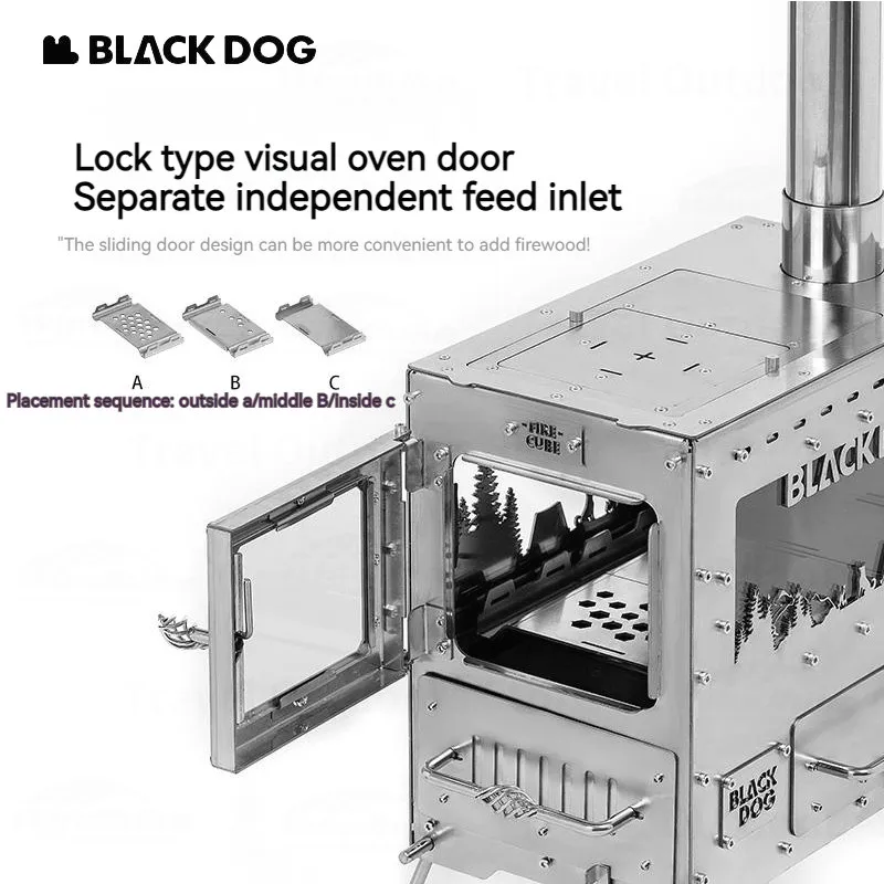 Naturehike Blackdog Camping Wood Stove Firewood Bracket Burner Heating Burning Grill Part Chimney Tube Parts 430 Stainless steel