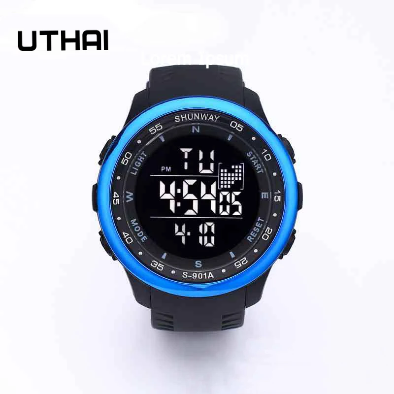 UTHAI CE124 Waterproof Nightlight Alarm Clock Sports Men\'s Electronic Watch Fashion Creativity Multifunctional Electronic Watch