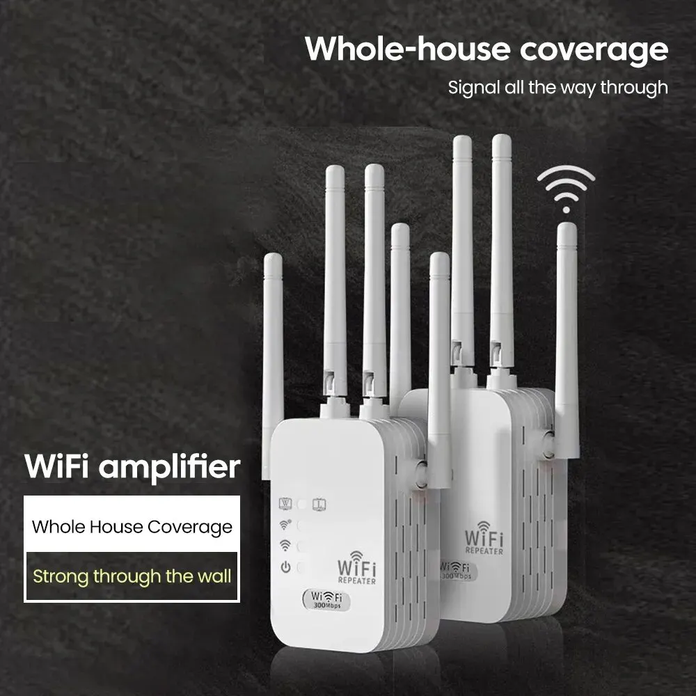 300M Wireless WiFi Repeater WiFi Extender Long Range Wireless WIFI Signal Booster Wireless Network Internet Repeater EU