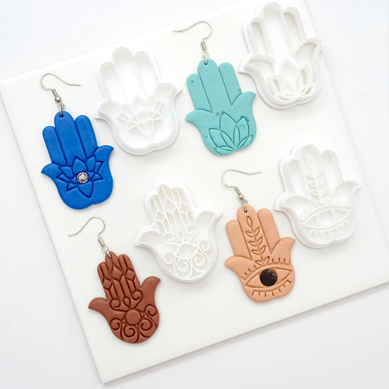 Lotus Buddha Palm Polymer Clay Cutter Buddha Eye Soft Pottery Mold DIY Earrings Ceramic Pendant Cutting Modeling Pottery Tools