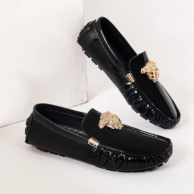 موضة الأسود أحذية الأخفاف غير رسمية للرجال تنفس الذكور فستان سهرة للحفلات أحذية كبيرة الحجم 46 47 48 الشباب الزفاف المتسكعون #4