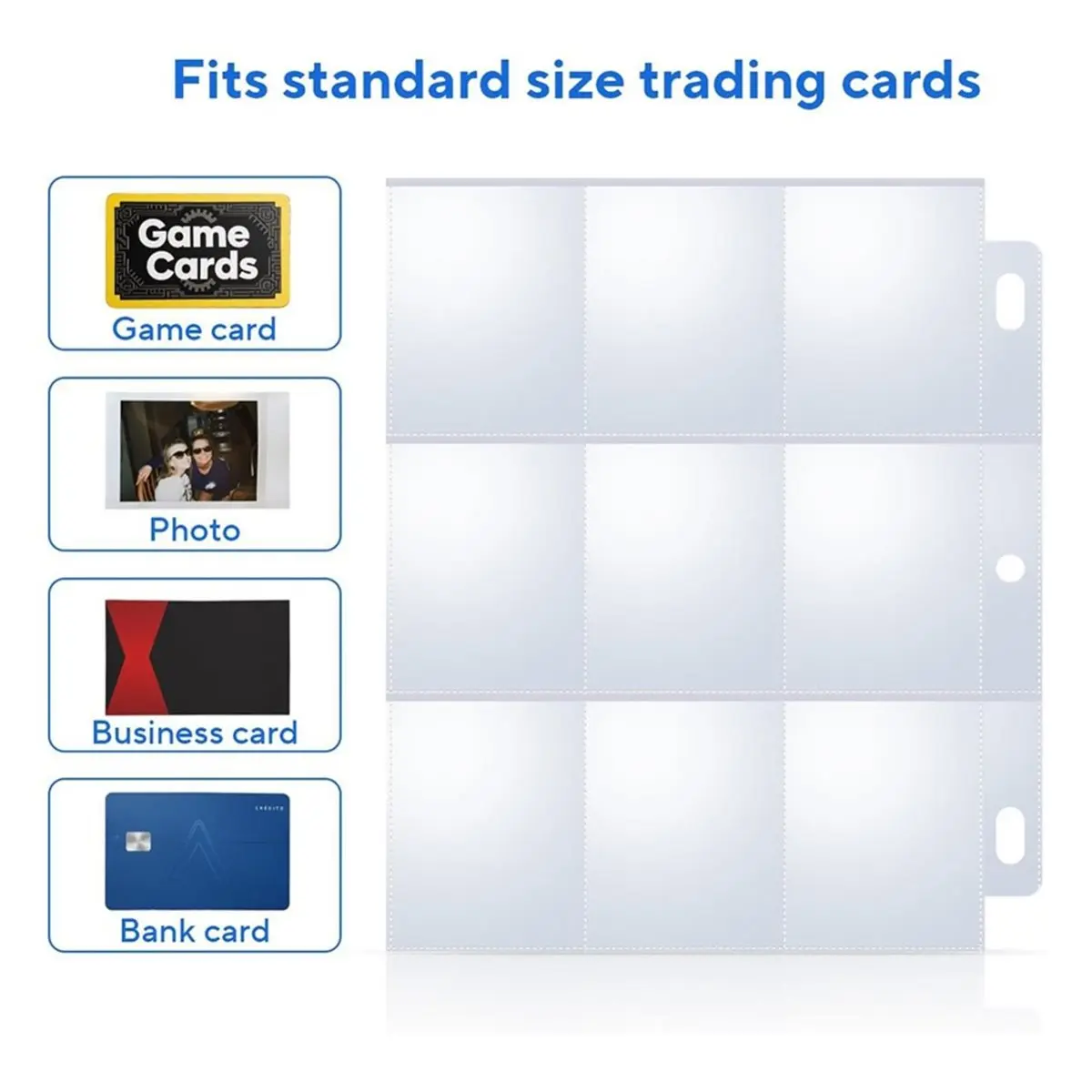 40 Pack 9 Pocket Trading Card Sleeves, Double-Sided Card Sleeves, Sheet Protectors for 3 Ring Binder, Photocard Holder