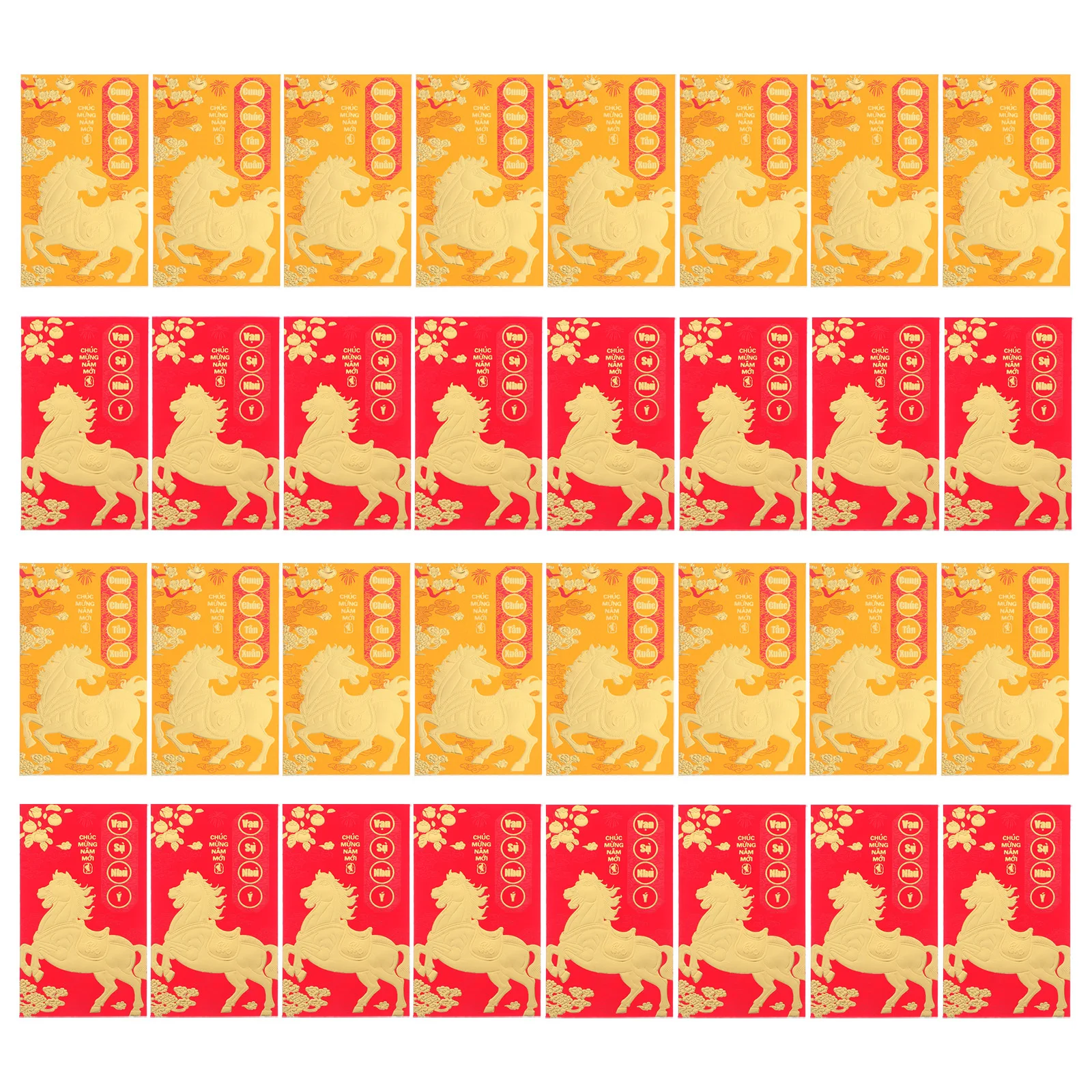 48 pezzi buste rosse vietnamite 2026 anno del cavallo capodanno pacchetti di soldi disegni zodiacali creativi regali del festival di primavera