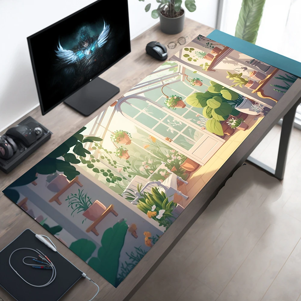 Imagem -04 - Grande Mousepad Estético para Amantes Acessório Bonito para Jogos Mouse Pad Tapete de Mesa Jardim Botânico Estufa Xxl