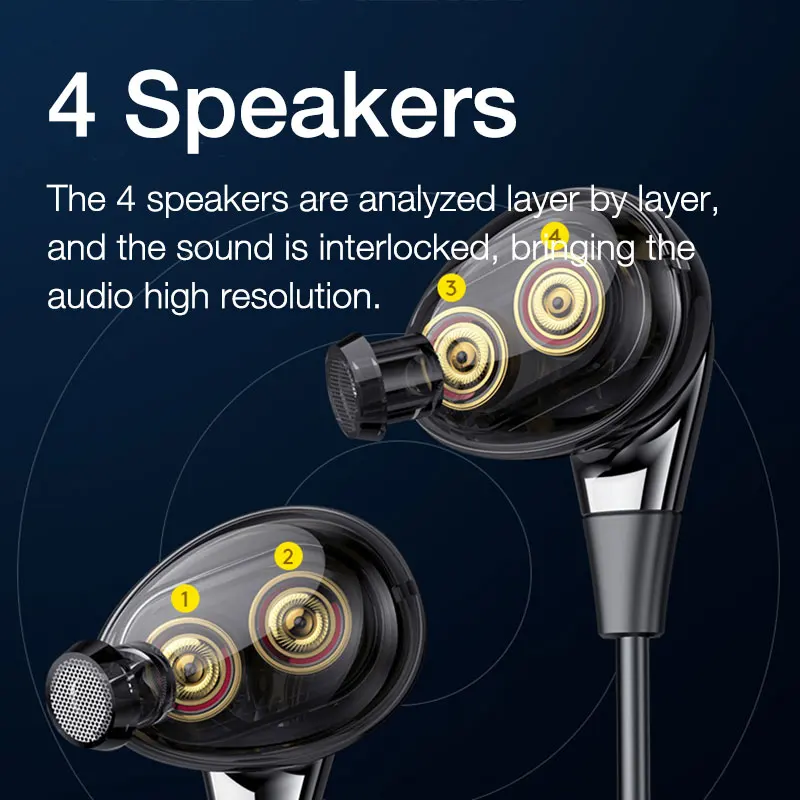 EARDECO 4 Speakers Wireless Headphones 5.0 Bass Bluetooth Earphone Headphone Stereo Phone Game Headset 100 Hours Playback IPX5