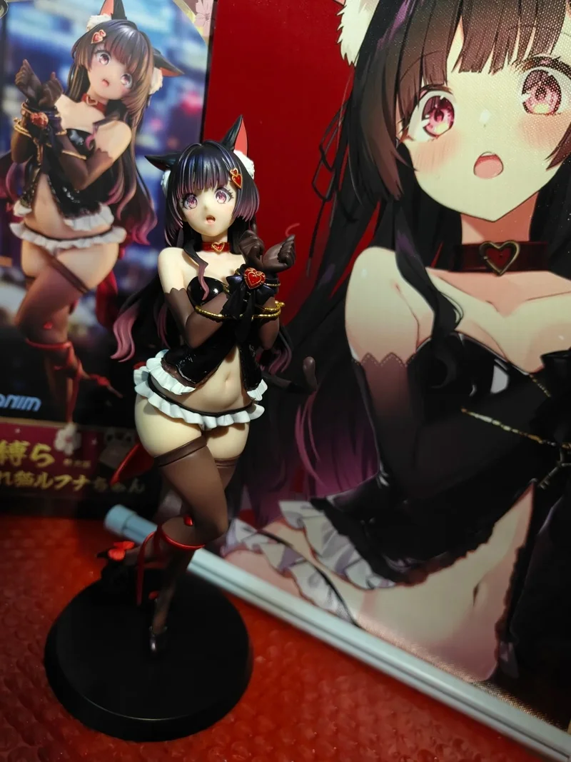 

Original Siki Anim Anim Anime Pretty Girl Toy Bound Cat Lufna 1/7 Figurine Model Collection Red Dress Love Ribbon Ornament Toy