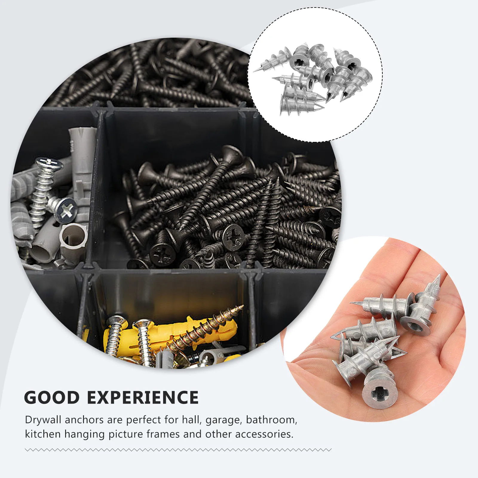 

100pcs Wall Self-Drilling Drywall Anchors Heavy Duty Screw Not Included For Hanging Pictures Frames Artwork Garage Bathroom