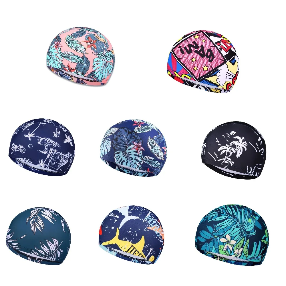 

1PC Fashion Swimming Cap Men/Women Flowers Printed Long Hair Sports Swim Pool Bathing Hat Elastic Turban Sports Accessory