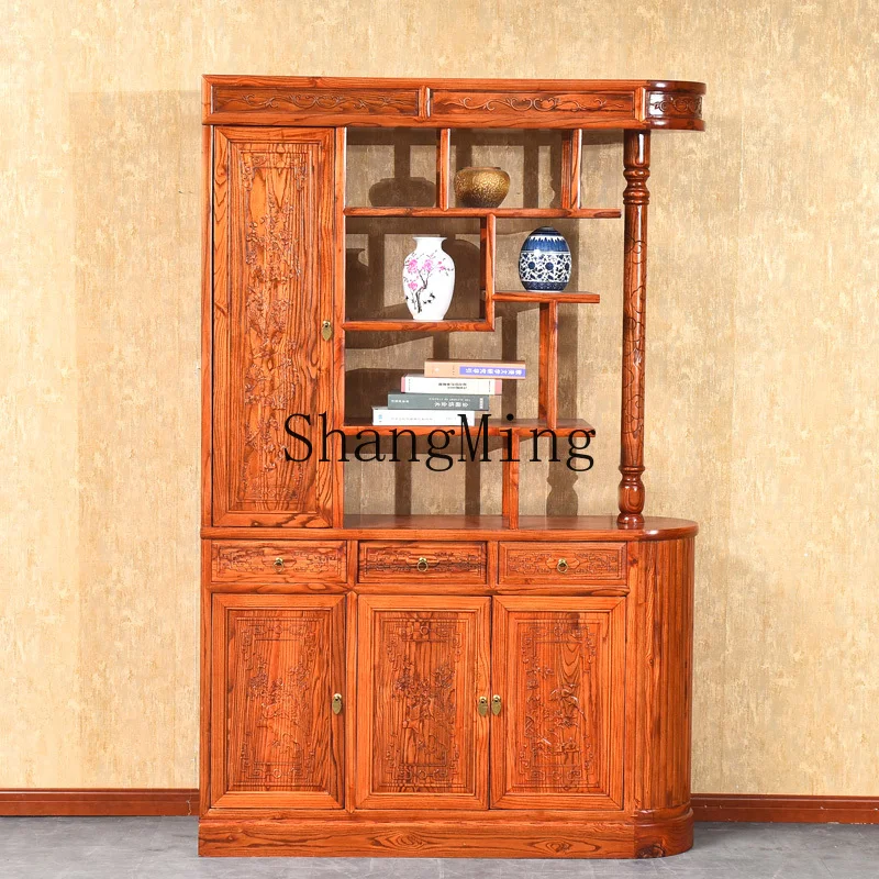 

ZYY Chinese solid wood antique frame partition entrance cabinet double-sided open living room storage cabinet