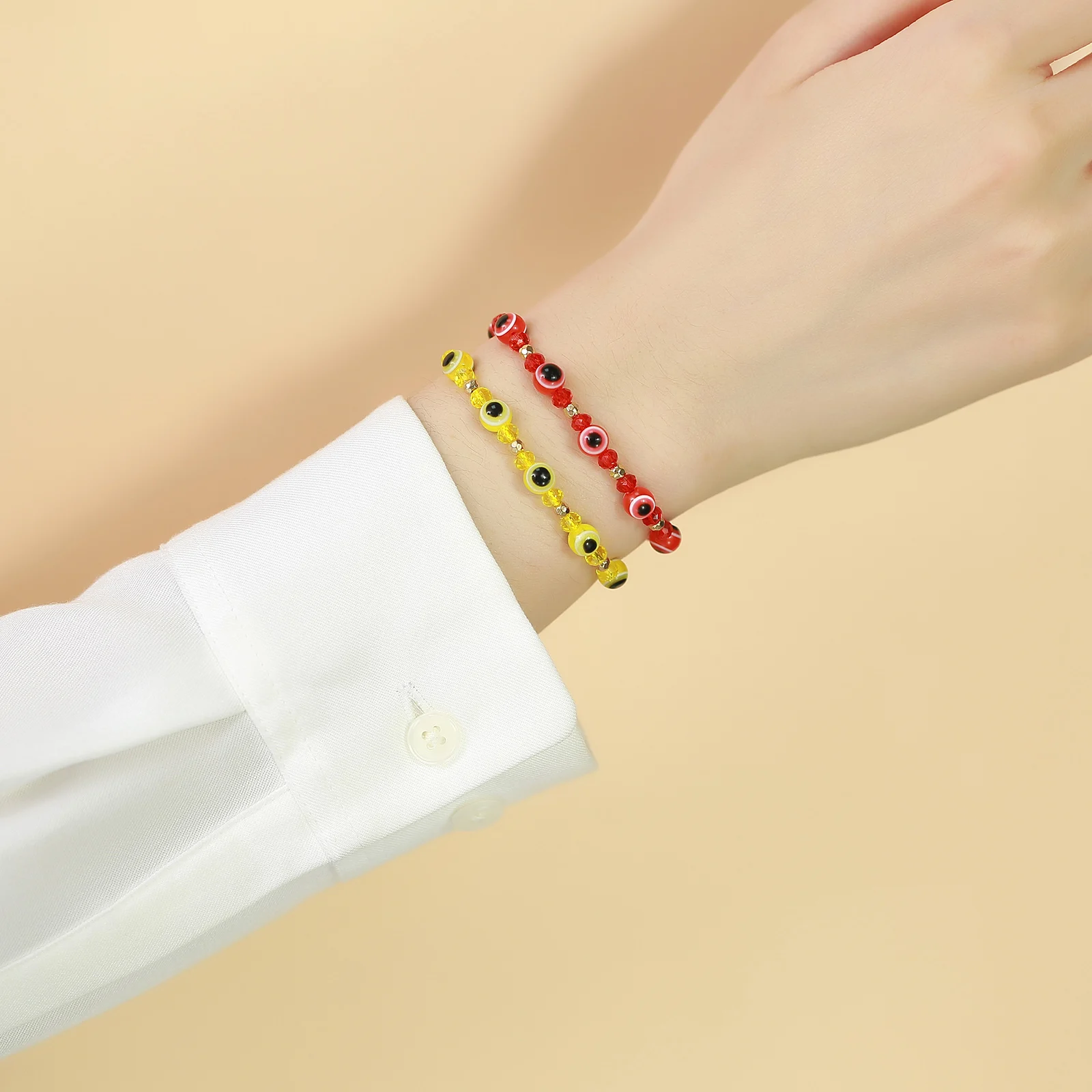 سوار عين الشر من الخرز الكريستالي الملون للنساء، أساور عين الشيطان بسلسلة حبل، هدية مجوهرات قابلة للتعديل لمحبي الصديق
