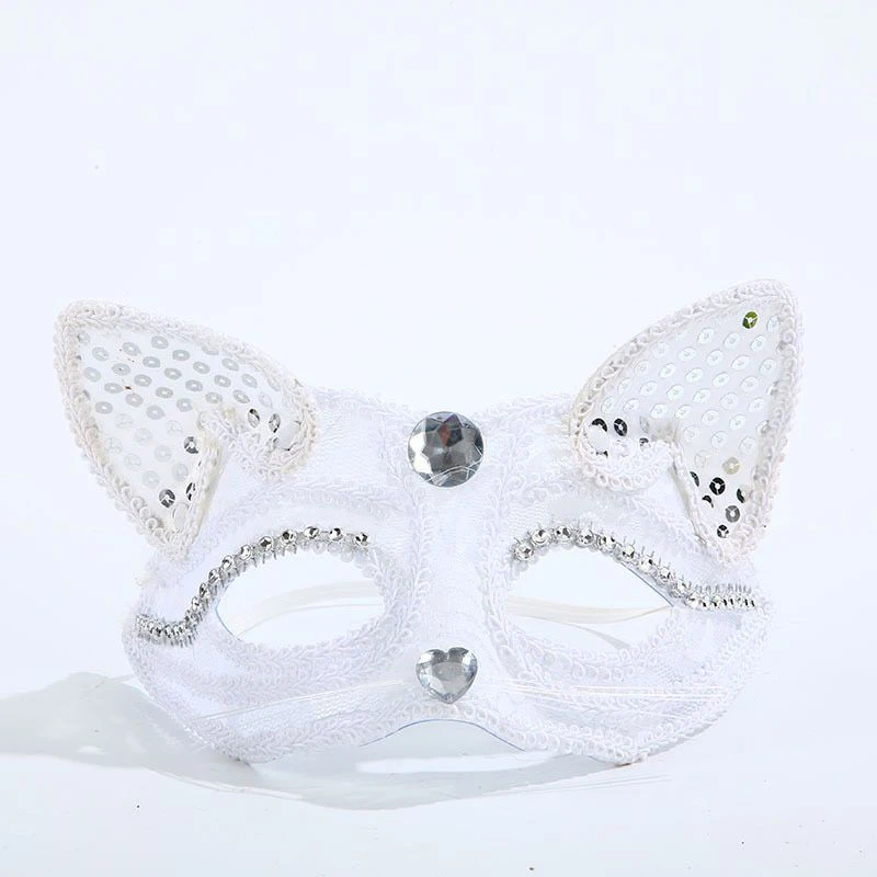

Luxury Sexy Cat Women Masquerade Masks With Rhinestone Venice Style Half Face Ball Mask Sexy Lace Halloween Cosplay Black White