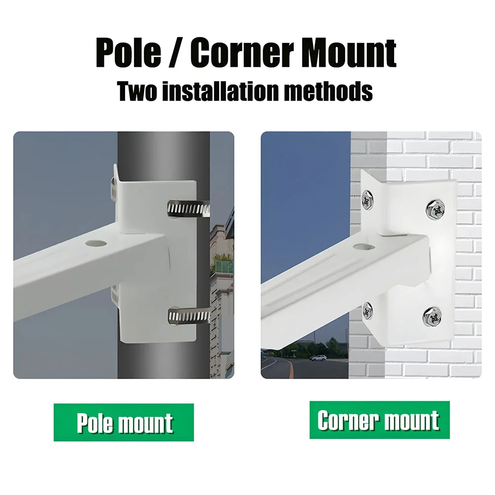 Adjustable Angle Steel Camera Bracket White Pole Mount For Outdoor Security Cameras Easy Installation No Drilling Required Acces