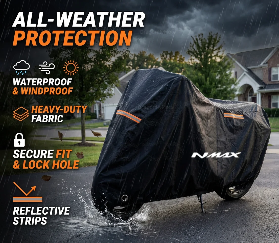 

Водонепроницаемые чехлы для мотоциклов YAMAHA NMAX 155, NMAX 125, N-MAX 150, N-MAX 155 (2015-2020) 190T: защита от пыли, дождя, снега и УФ-излучения