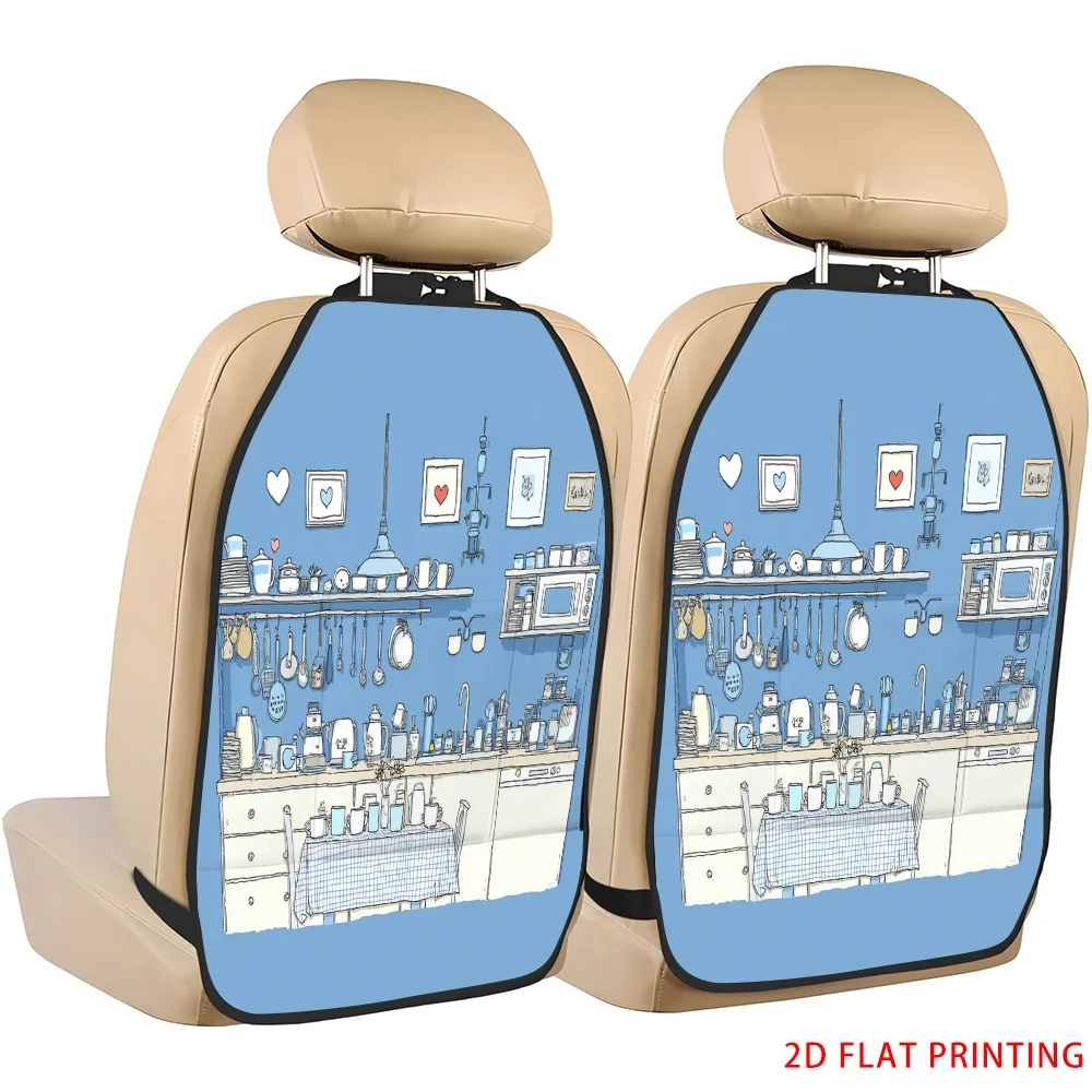 2D Plane Printing 2pcs Backseat Protector Seat Covers Individuation Decoration Animal Friends Pattern Applies To Various Models