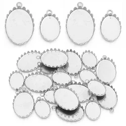 10pcs 13x18/18x25mm Inner Size Stainless Steel Material Oval Style Cabochon Base Cameo Setting Pendant Tray Jewelry Making