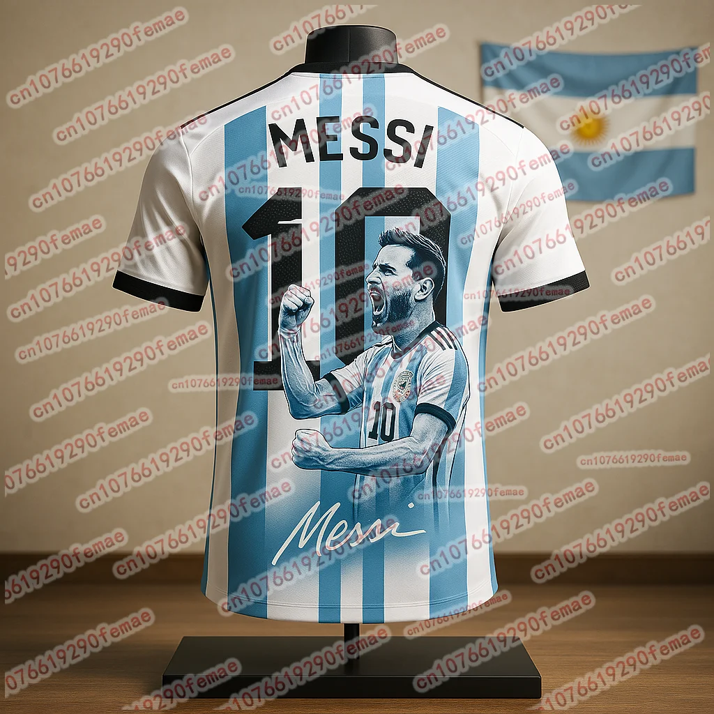 Nueva camiseta deportiva de edición conmemorativa de celebración de Messi, Jersey cómodo de secado rápido transpirable para uso diario al aire libre