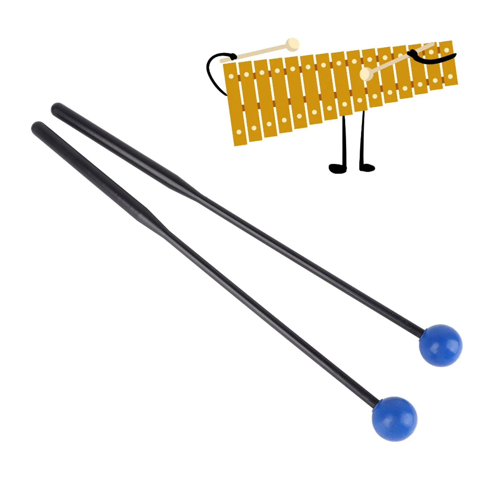 2 PCS Drum Mallets Percussion Mallets For Xylophone Glockenspiel Marimba Bell Chime All Black