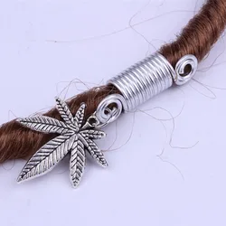 5PCS Silver Hair Rings Braid Dreadlocks Beads Leaves Star Accessories Diy Retro Plating Ancient Silver Alloy for Hair Extension