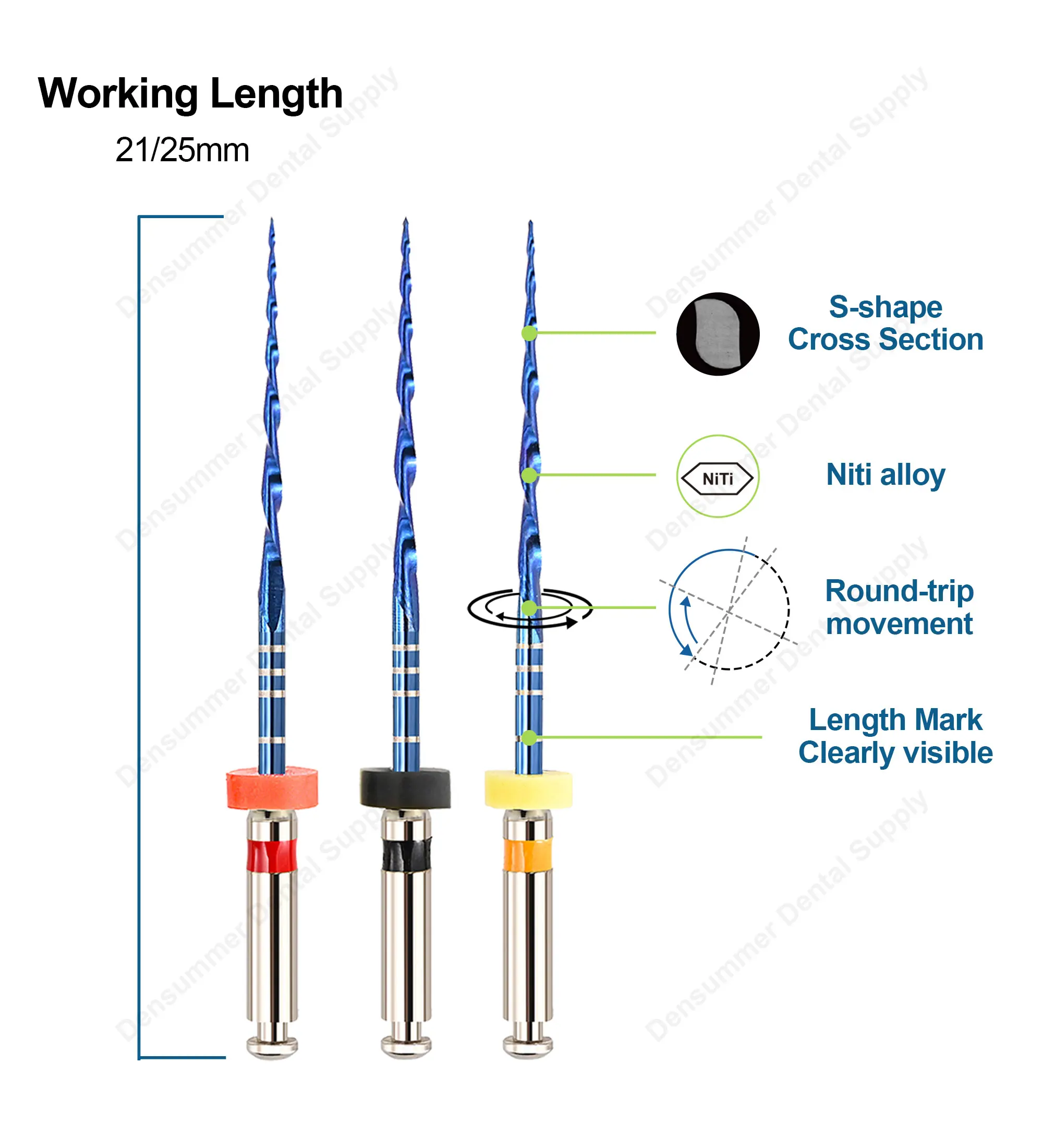 Densummer Dental One Rotierende Blaue Feilen für Endodontie Niti-Feilen zur Wurzelkanalreinigung Zahnmedizin Endo-Instrument – Detail 5