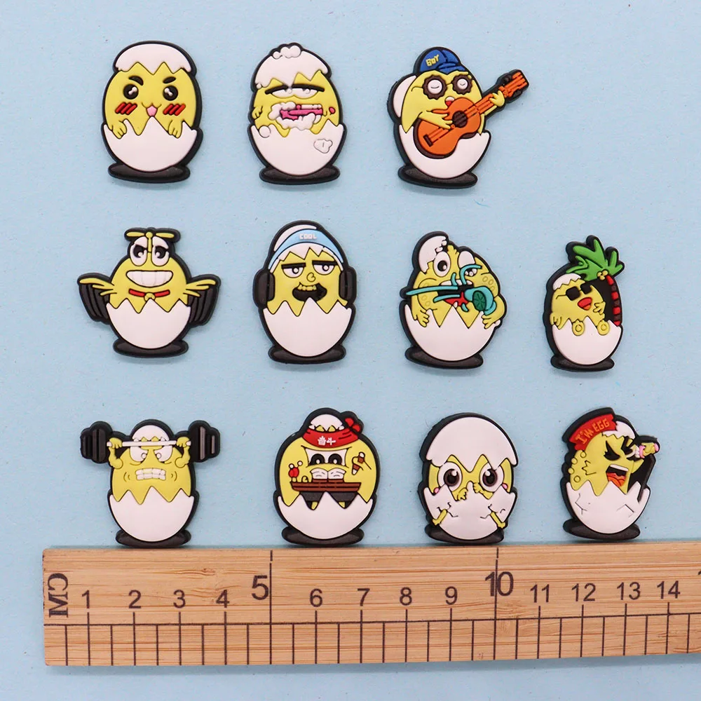 Mix 50pcs PVC Cartoon Animal Chicken Egg Coconut Tree Guitar Headphones Hole Shoes Ornaments Decorations for Bands Bracelets