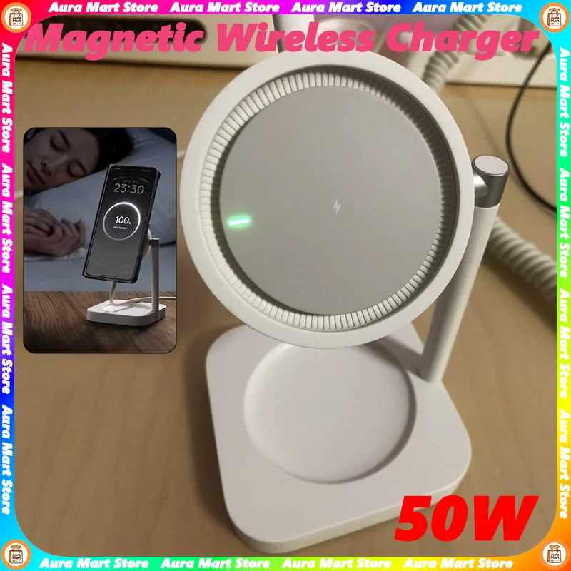 

for OPPO AIRVOOC 50W Turbo 2 Magnetic Wireless Charger For Oppo Smartphones Battery Protection With Multi Heat Dissipation