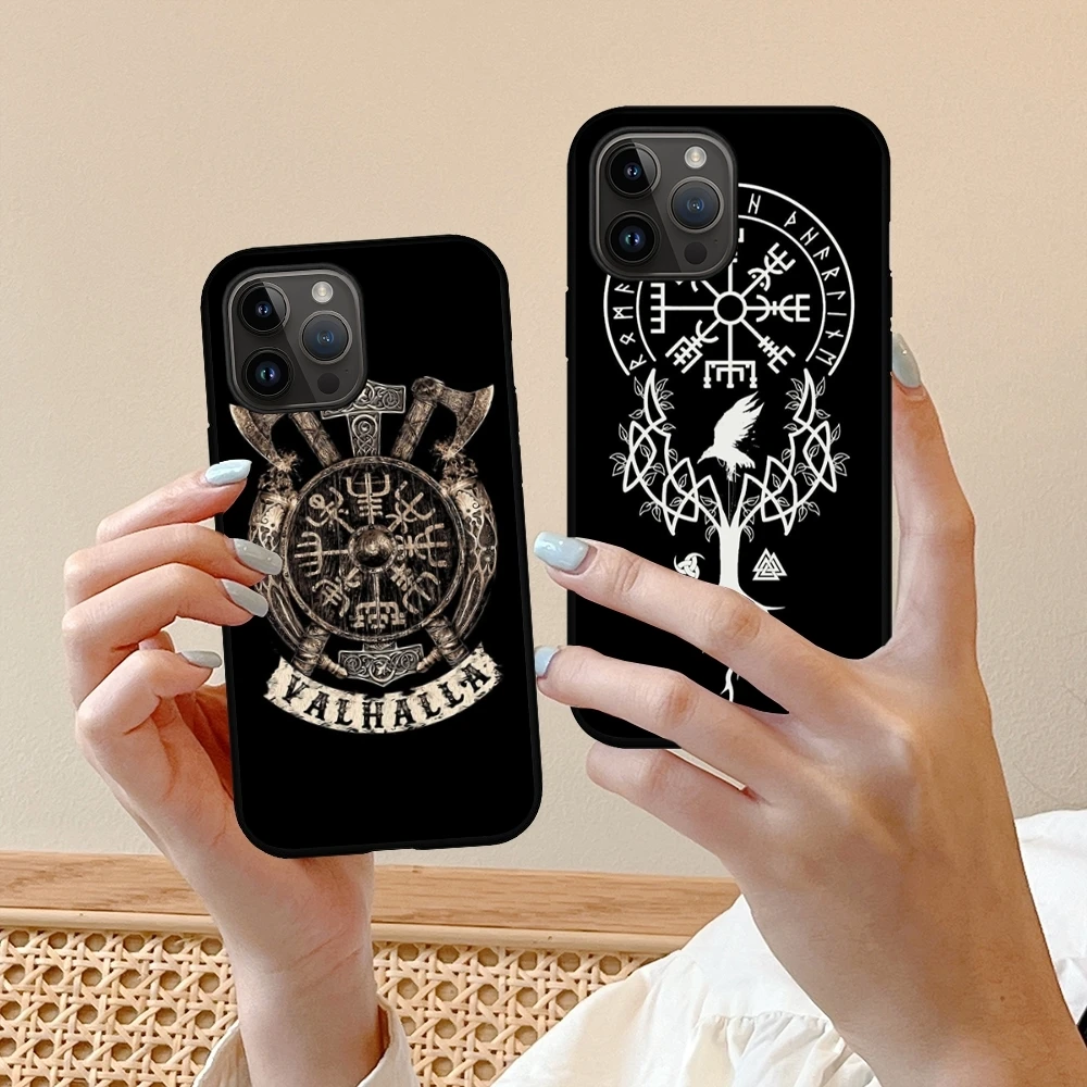 Viking Vegvisir Logo Phone Case For iPhone 15 14 13 12 11 X XR XS XSMAX 8 7 Plus Mini Pro Max Soft Black Phone Cover