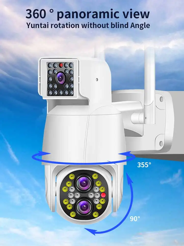 4MP 1080P 390Eyes APP Dual Lens Double Screen Full Color PTZ IP Camera AI Humanoid Detection Auto Tracking CCTV Baby Monitor