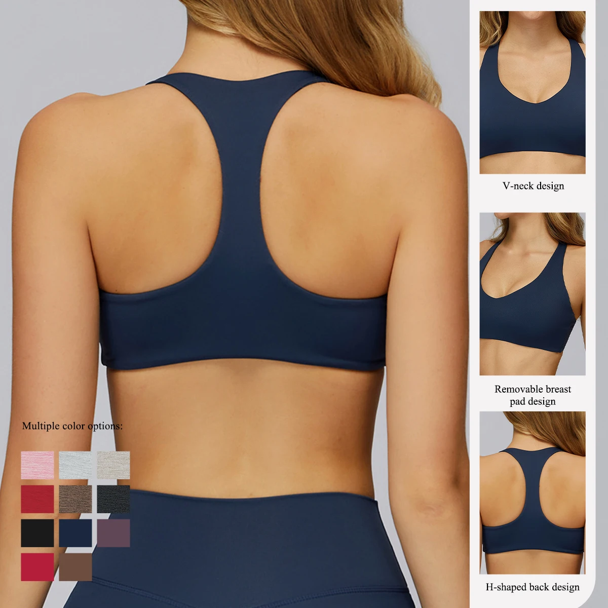 

Ctenkevet Women's V-Neck Yoga Bra Female Outdoor T-Back Shockproof Fitness Top Woman's Running Tight Casual Sports Bra