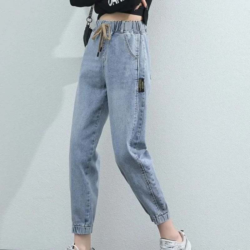 Jeans da donna Harem gamba dritta pantaloni da cowboy femminili giapponese Y2k aderente tendenza 2025 pantaloni casual moda retrò stile coreano